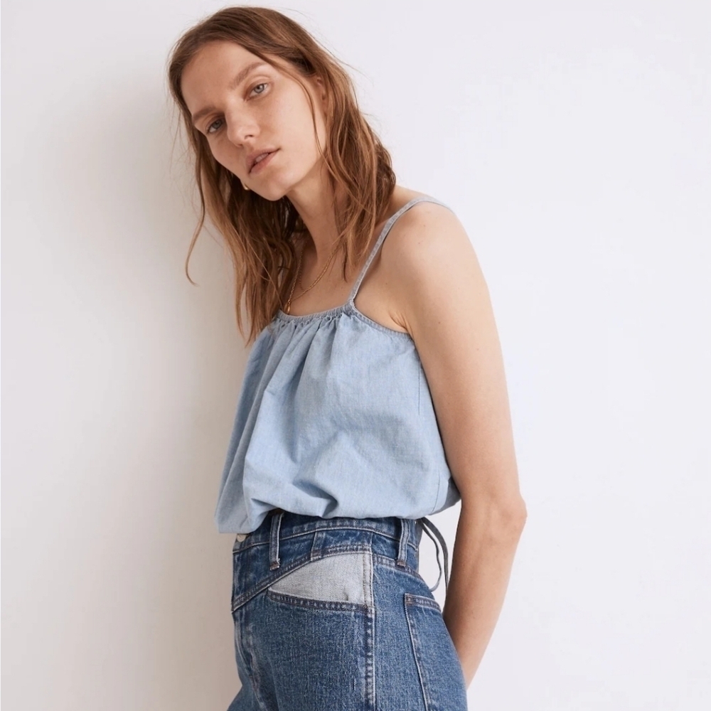 NWT Madewell Chambray Meriden Top Sz  Small - Picture 2 of 8